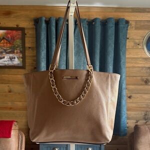 Michael Kors Brown Tote with Gold Chain Accent